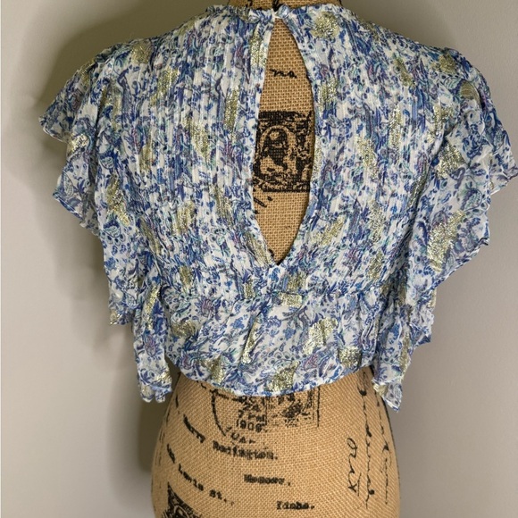 Rococo Sand Blue and White Floral Blouse - Picture 12 of 13